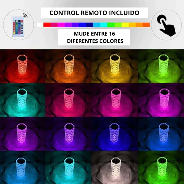 Luminária Touch USB Cristal - 16 Cores  ✈ ENVÍO GRATIS